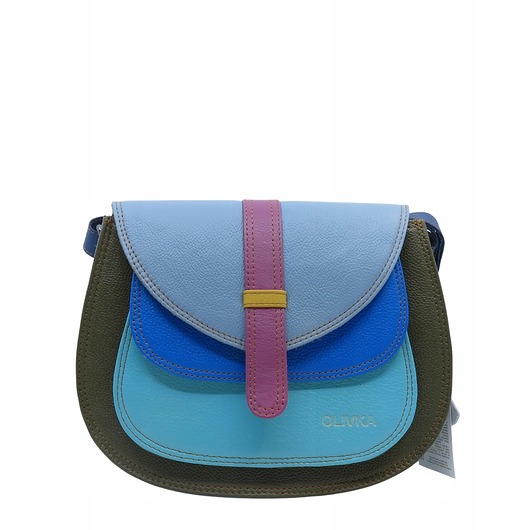 torby na ramię Torebka damska na ramię skórzana pojemna kolorowa ze skrawków eko OLIVKA