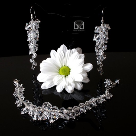 Komplet kryształ Swarovski - gronka krystaliczne Black Diamond