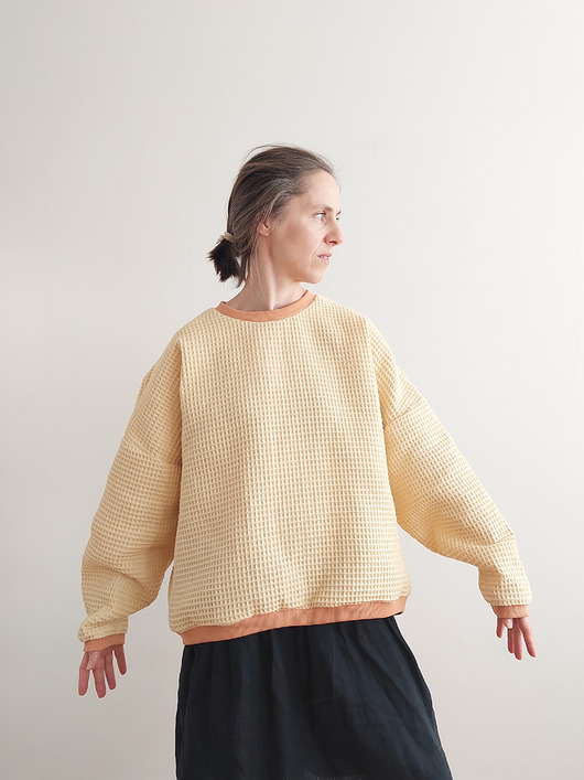 bluza bez kaptura damska Bluza Wafel "W_03" yellow