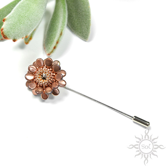 Szpila rose gold, broszka, beading Sol