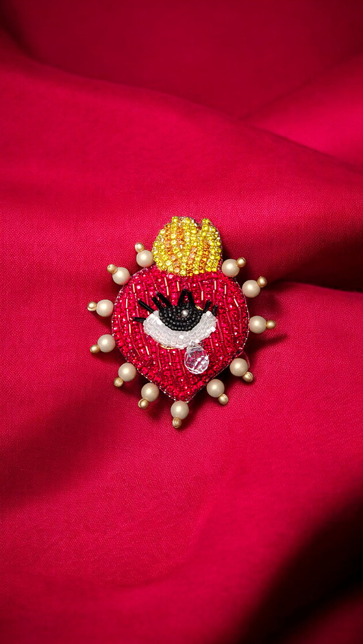 broszki Wyjątkowa broszka OKO serce handmade rękodzieło unikat o