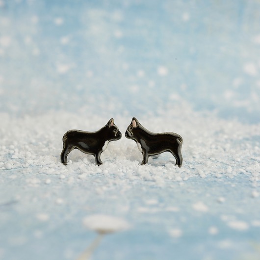 kolczyki ceramiczne Buldog francuski mini- ceramiczne kolczyki