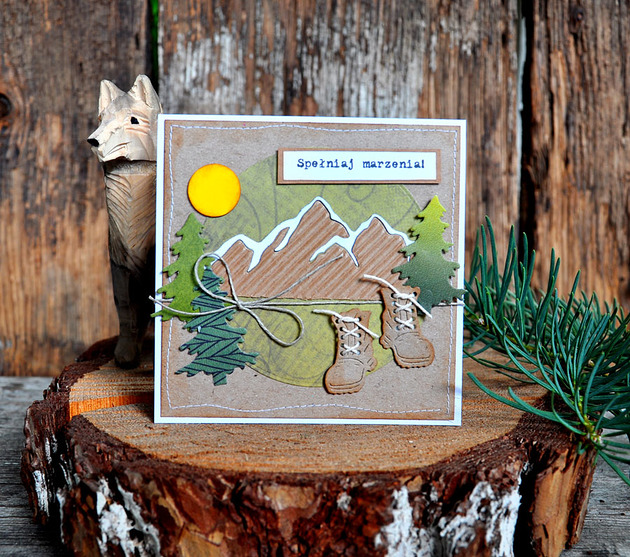kartki scrapbooking Kartka z górami