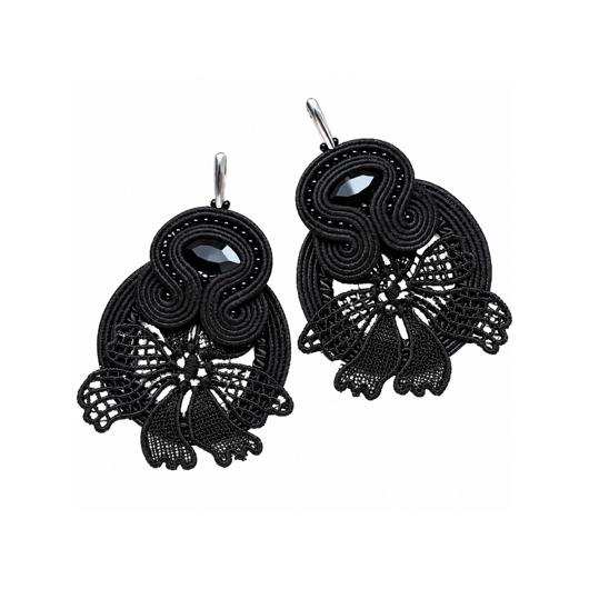 kolczyki soutache Czarne kolczyki sutasz z motywem koronki