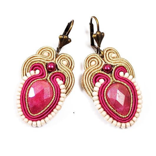 kolczyki soutache Sutaszowe kolczyki AGATY ECRU