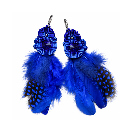 kolczyki soutache Kolczyki soutache z piórkami