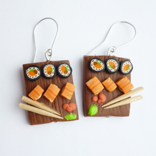 Tace z sushi kolczyki srebro Lemon Lovely