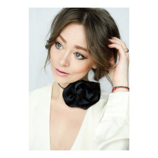 chokery Czarny  duży choker z jedwabiu