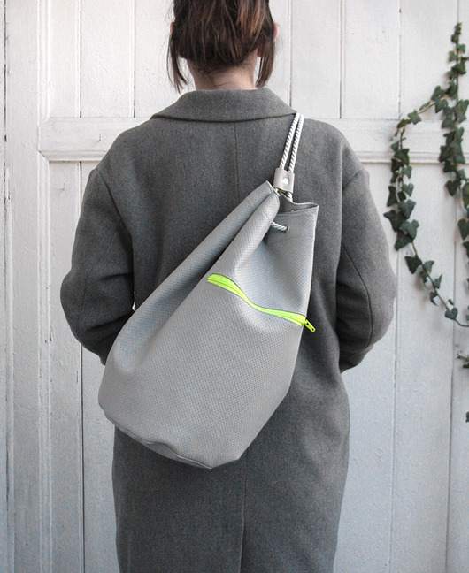 plecaki worek plecak pik - grey&fluo green-