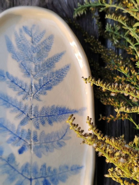 pojemniki na biżuterię Talerz Ceramiczny Paproć