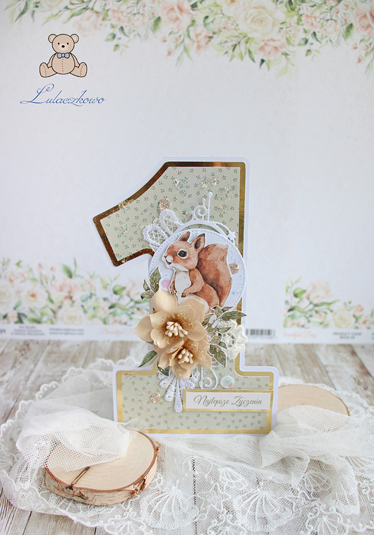 kartki scrapbooking Kartka cyferka na roczek "Forest"GOTOWA