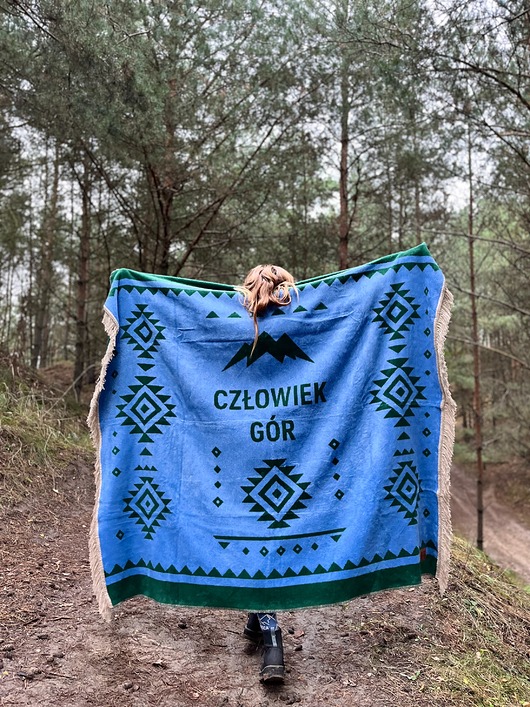 koce i narzuty Koc L CZŁOWIEK GÓR niebiesko-zielony