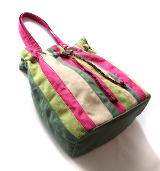 torba - quatrocolor green&pink&ecru 2- elfagado