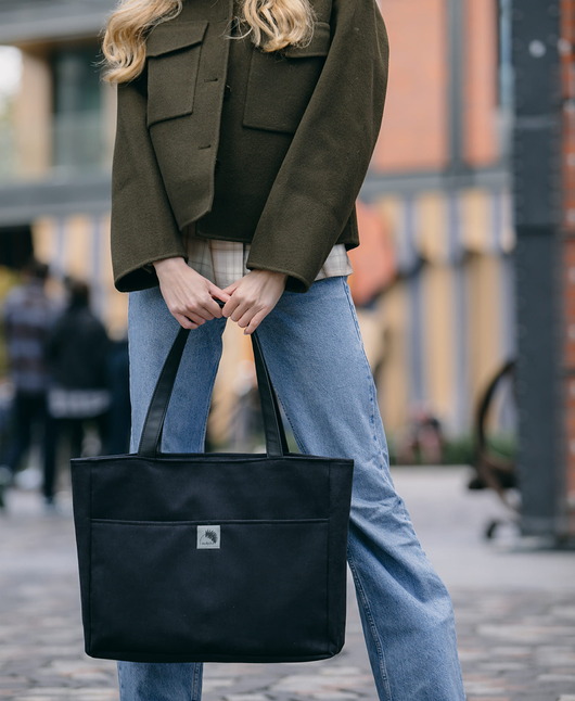 torby na ramię Torba NA LAPTOP Shopper z czarnego nubuku tapicerskiego
