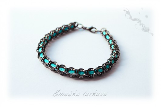 Bransoletka męska/unisex  "Smużka turkusu" FOgra