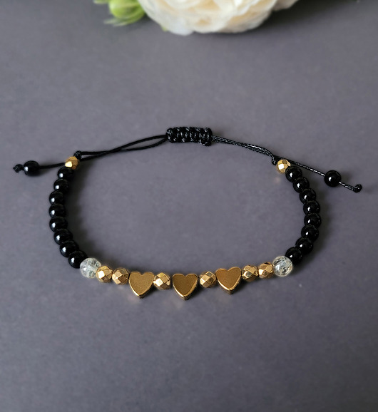 bransoletki z kamieni naturalnych Szczęście i obfitość- z sercem, Cytryn i Onyks