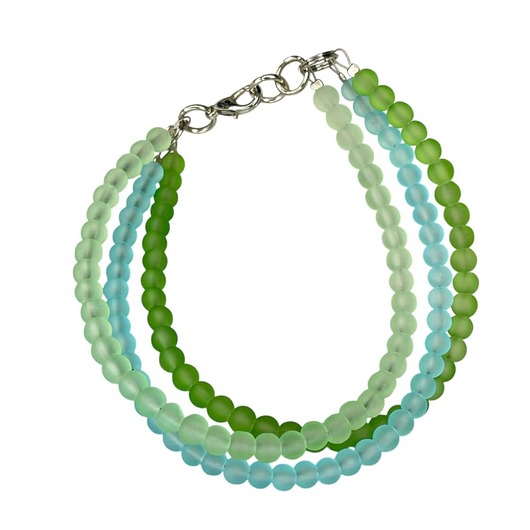 bransoletki ze szkła Bransoletka z matowego szkła w odcieniach zieleni