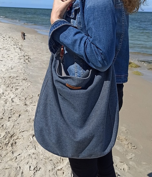 Duża torba boho ciemny szary XXL Made by Joan