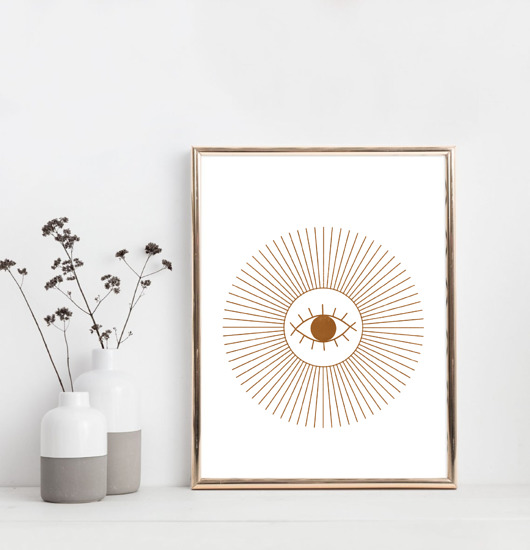 grafiki i ilustracje PLAKAT abstrakcyjny mid century boho oko