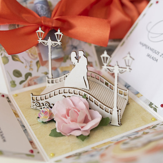 kartki scrapbooking Pamiątka ślubu, exploding box, kartka 3d na wesele
