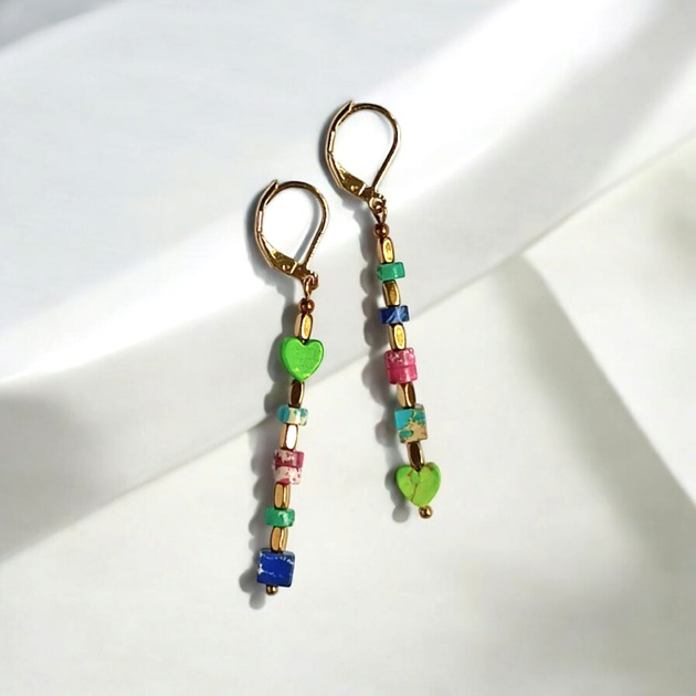 kolczyki z kamieniami Kolczyki wakacyjne : jaspis cesarski :: multicolor II