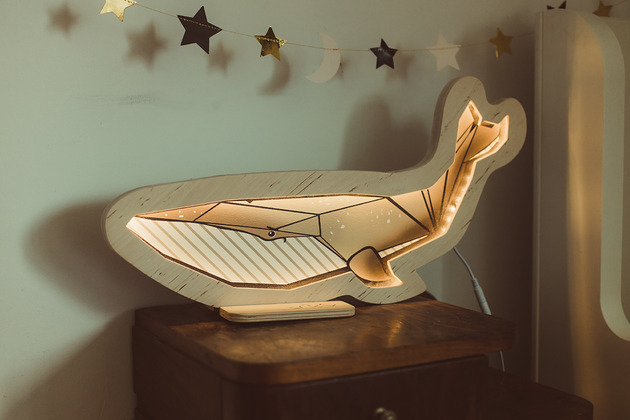 lampy do pokoju dziecka Lampka ścienna Unky - WIELORYB piaskowy