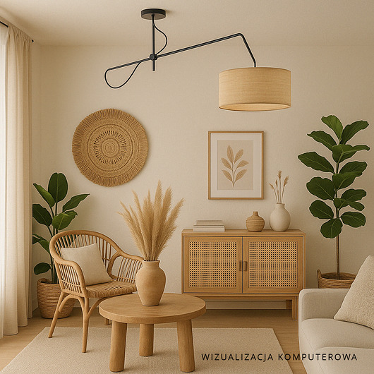 lampy wiszące Czarna lampa sufitowa na wysięgniku w stylu boho RIO BOHO