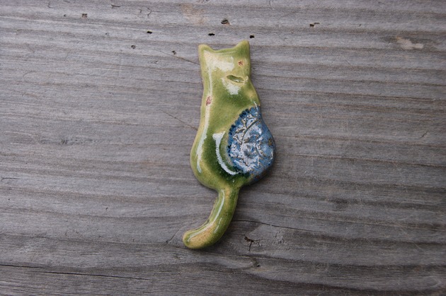 magnesy Ceramiczny magnes kot zielony