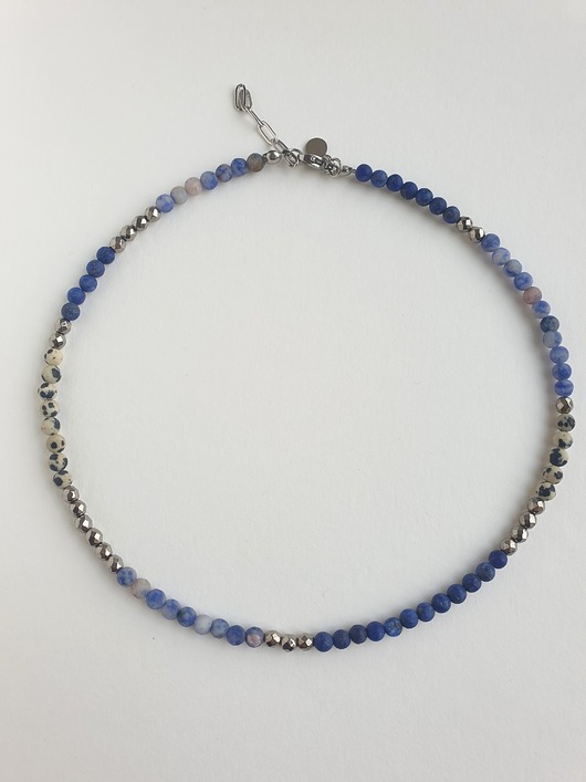 chokery Naszyjnik choker NEO lapis lazuli, jaspis niebieski, dalmatyński, hematyt
