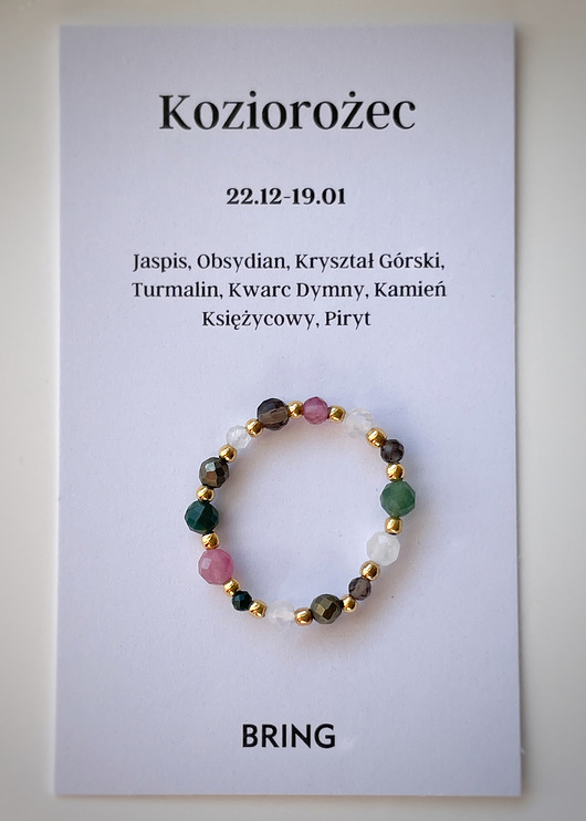 pierścionki elastyczne Pierścionek elastyczny znak zodiaku Koziorożec pozłacany