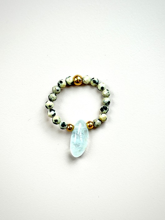 pierścionki elastyczne Pierścionek z jaspisem i błękitnym morganitem