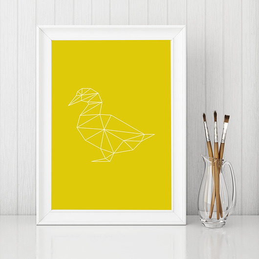 plakat. origami - kaczka Love Life and Forest