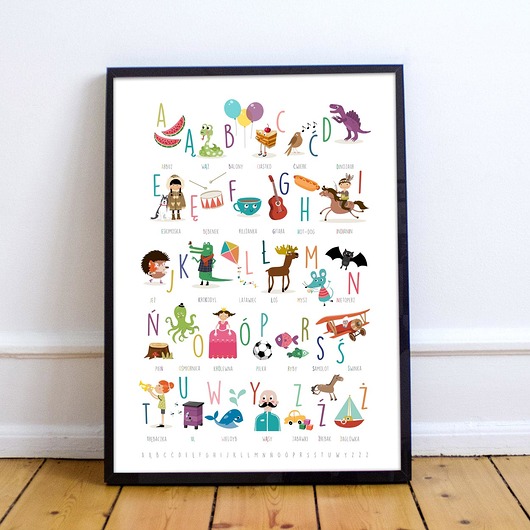 obrazy i plakaty do pokoju dziecięcego Plakat z polskim alfabetem. 50x70cm
