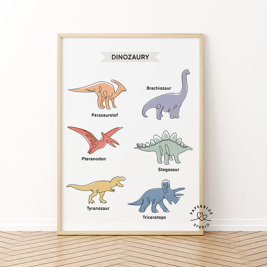 obrazy i plakaty do pokoju dziecięcego Dinozaury - plakat edukacyjny