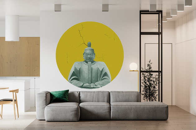 tapety i naklejki ścienne Mural DOTS Kusonoki MIODOWY-  okrągła dekoracja ścienna