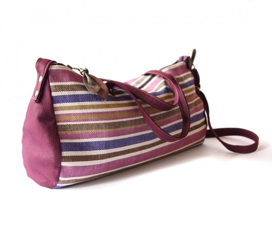 torebka midi long - stripes in aubergine  - elfagado