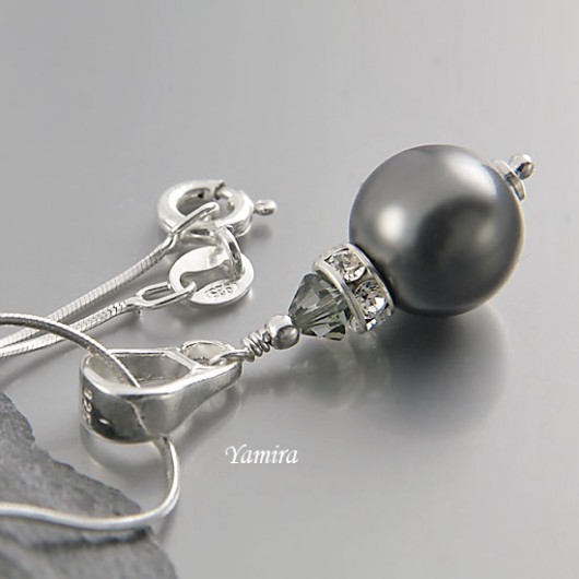 kryształ Swarovski Dark Grey pearl exclusive - wisior yamira