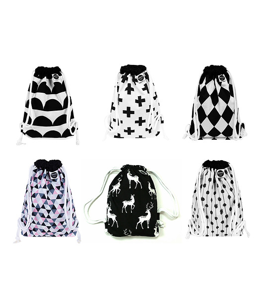 torebki, worki i plecaki dziecięce Worek plecak dla dziecka czarno-biały SCANDI