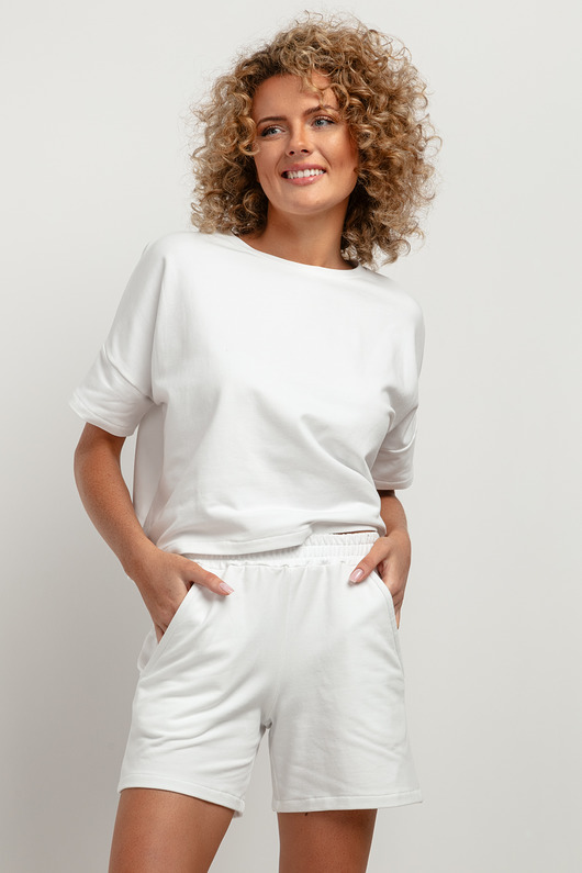 t-shirt damskie Bluza z krótkim rękawem T386, biała