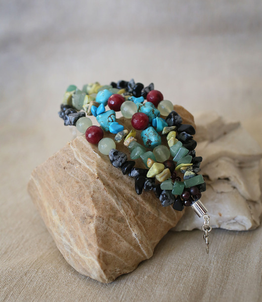 bransoletki - inne Bransoletka boho kolorowa z kamieni
