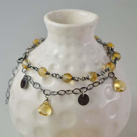 bransoletki z kamieni naturalnych Cytryn w srebrze - bransoletka