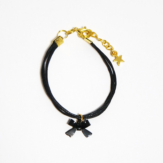 bransoletki na sznurku Bransoletka - Kokardka czarna - sznureczki