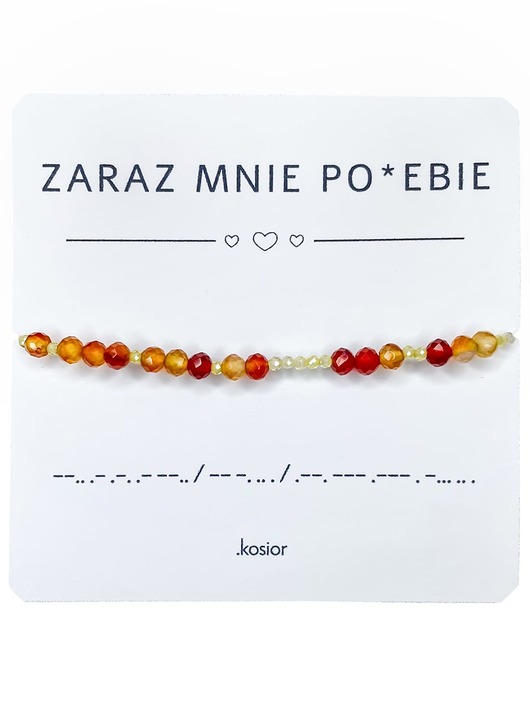 bransoletki na sznurku Bransoletka z alfabetem Morse Awenturyn, Kwarc Żółty