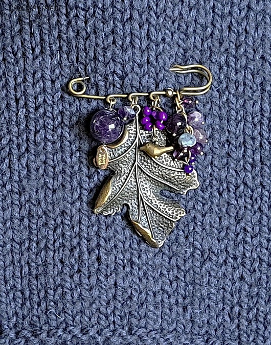 broszki Broszka niezwykła na agrafce w modnym stylu Boho handmade ametystowo-złota