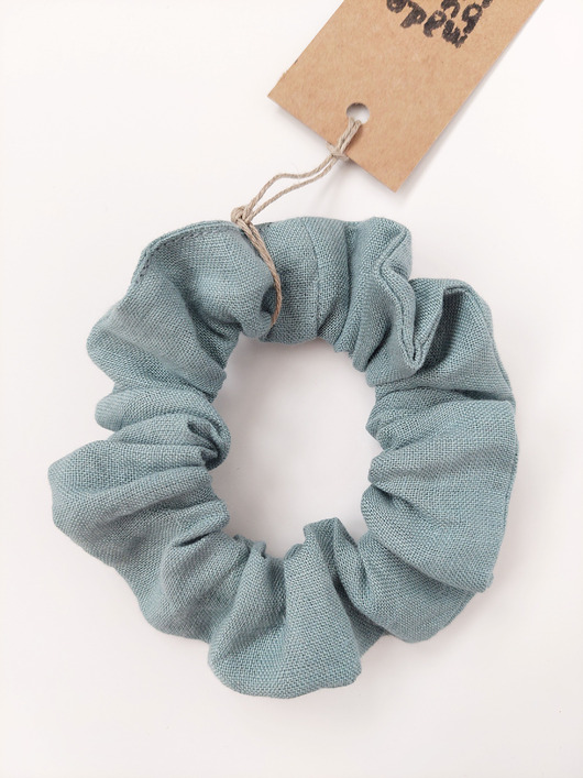 gumki do włosów 100% len, owijka do włosów, szałwia