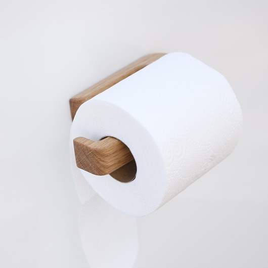 dodatki - łazienka - różne Dębowy uchwyt na papier toaletowy samoprzylepny