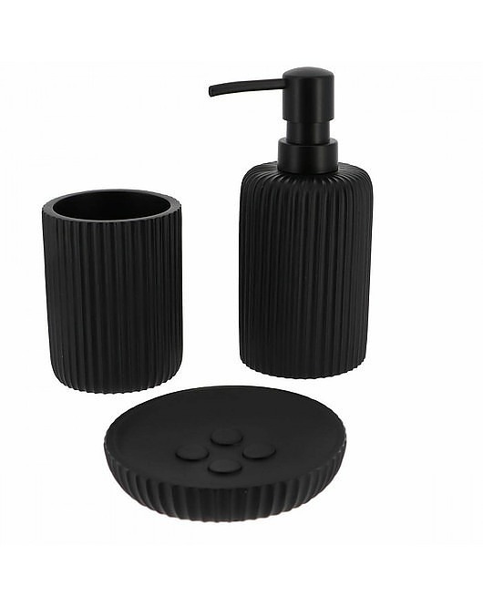 dodatki - łazienka - różne Zestaw Łazienkowy Komplet Łazienkowy Bagno Czarny