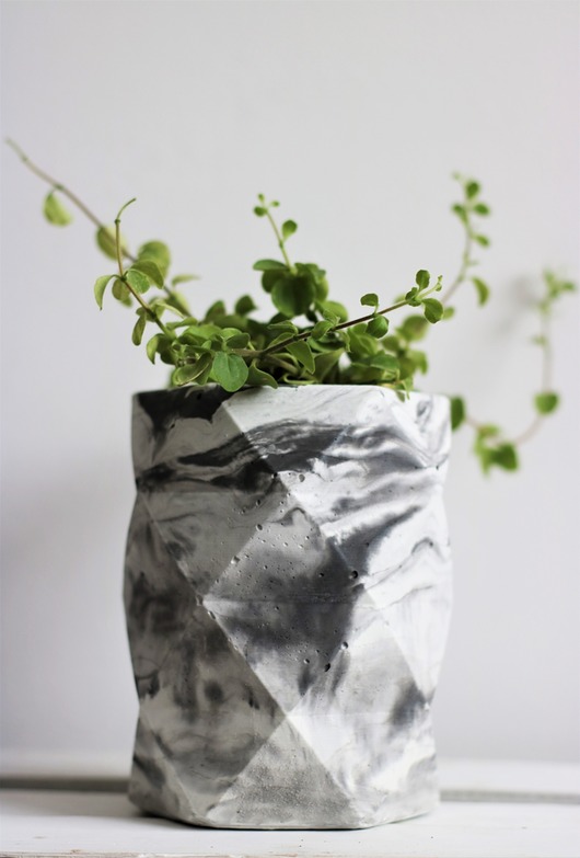 Doniczka z betonu, wazon, HEXAWAZA MARBLE SBN Design
