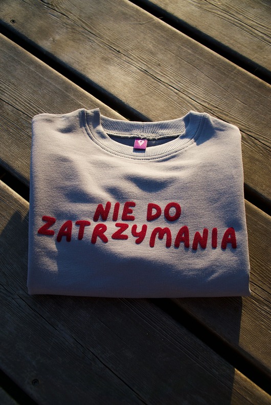bluzy dla dziewczynki Bluza dziecięca NIE DO ZATRZYMANIA - szara