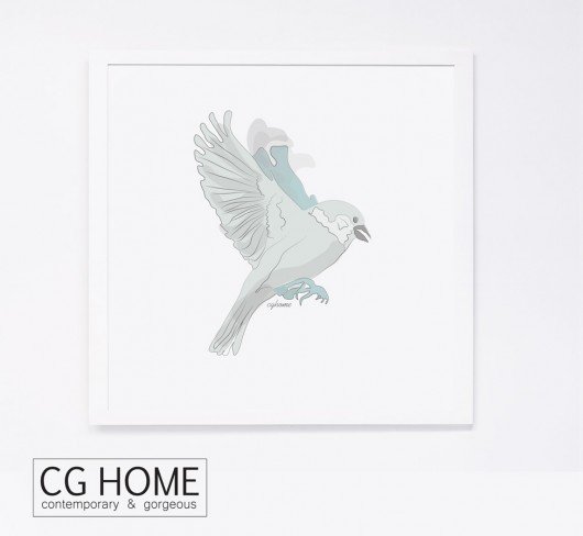 blue sparrow PTASZKI 50cm x 50cm grafika plakat Cghome